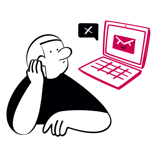 Une personne regarde son ordinateur et voit une boîte mail malveillante